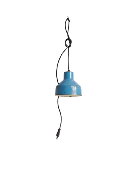 Blue metal pendant lamp, industrial