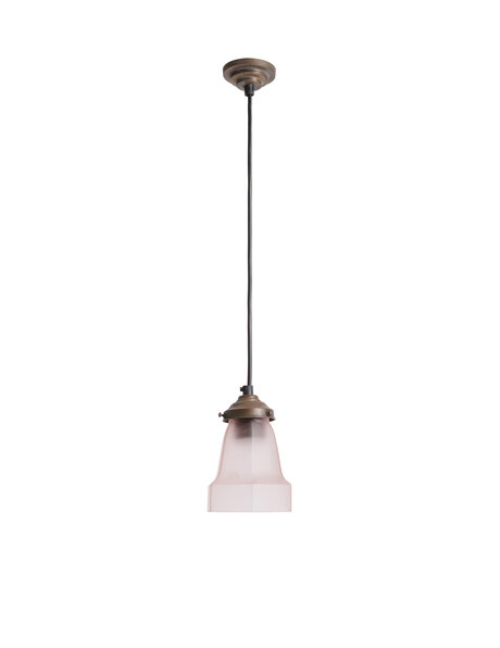 Art Deco hanging lamp, pink frosted glass