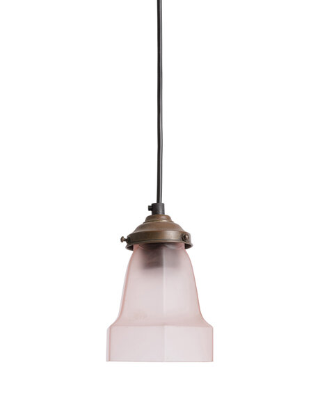 Art Deco hanglamp, roze mat glas