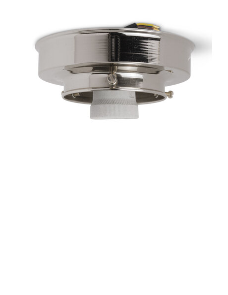 Ceiling lamp ring, shiny nickel, sleek model, for lamp glasses with raised edge of max 8 cm / 3.15 inch diameter