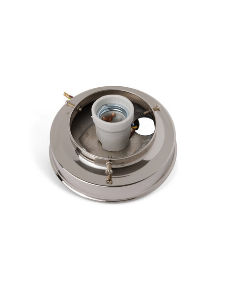 Ceiling lamp ring, shiny nickel, sleek model, for lamp glasses with raised edge of max 8 cm / 3.15 inch diameter