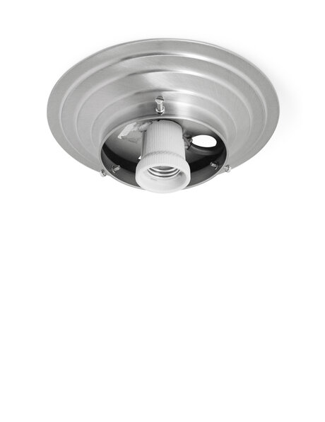 Plafond ring, mat nikkel, diameter opstaande rand lampglas maximaal 10 cm