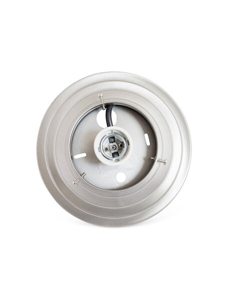 Plafond ring, mat nikkel, diameter opstaande rand lampglas maximaal 10 cm