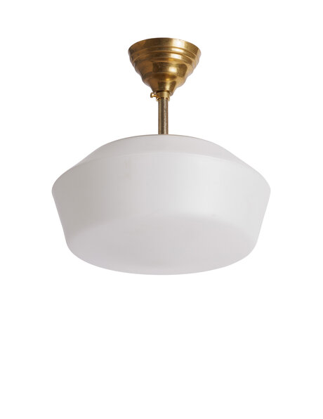 Hall lamp with copper pendulum and white glass