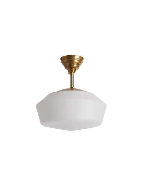 Hall lamp with copper pendulum and white glass