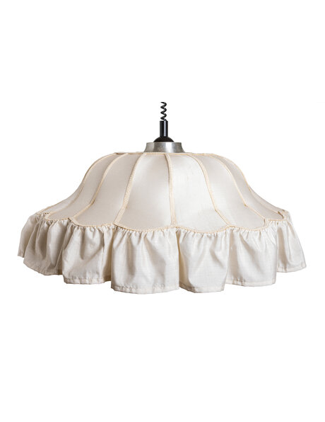Vintage hanglamp,  creme stoffen lampenkap