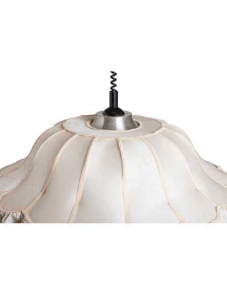 Vintage pendant lamp, creme fabric lampshade