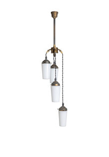 Unieke Jaren 40 Cascade Hanglamp met Glazen Kapjes