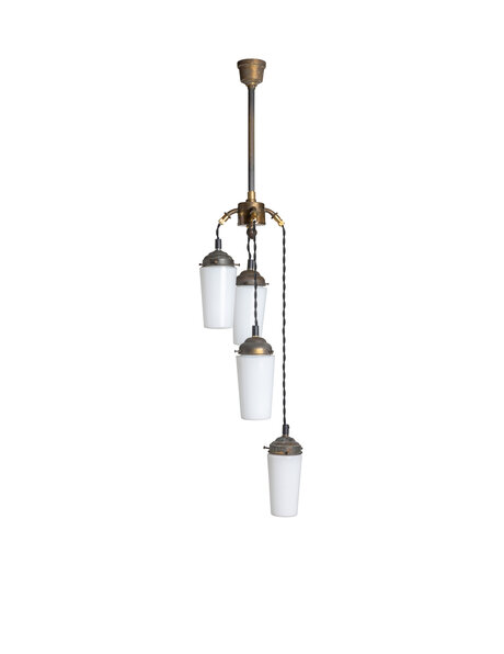 Vintage cascade pendant lamp 1940s wit glass