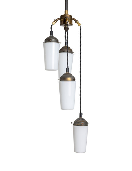 Vintage cascade pendant lamp 1940s wit glass