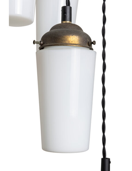 Vintage cascade hanglamp jaren 40 wit glas
