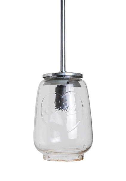 Hartje-Lamp, Helder Glas Hanglamp aan Pendel, Jaren 40