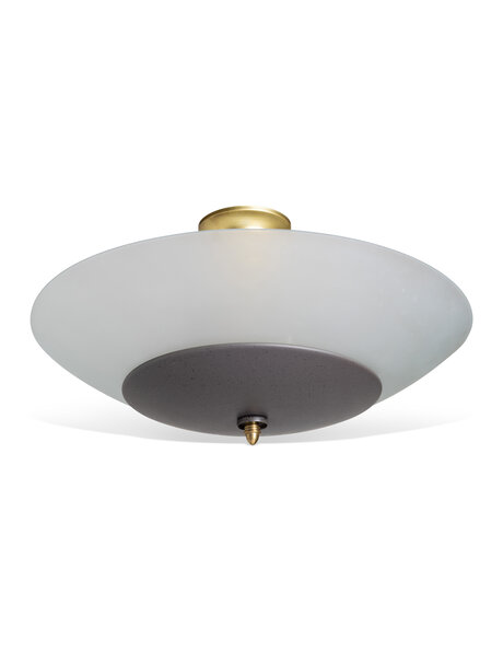 Vintage hanglamp, mat glazen schaal