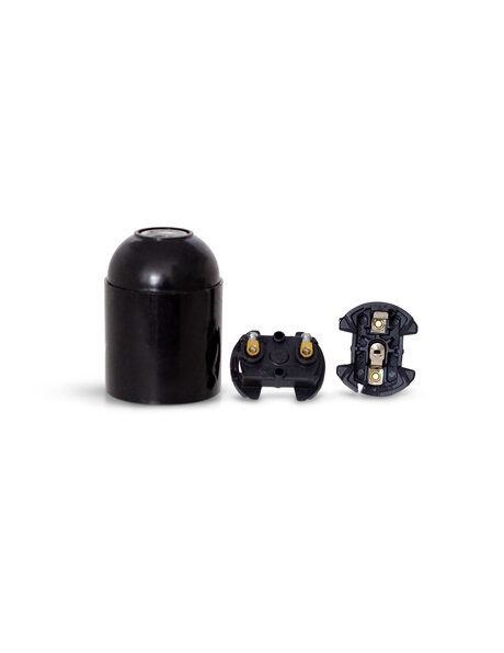 Lamp Socket, E27 fitting, black, smooth shiny surface