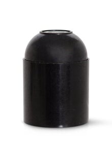 Lamp Socket, E27, Shiny Black, Bakelite