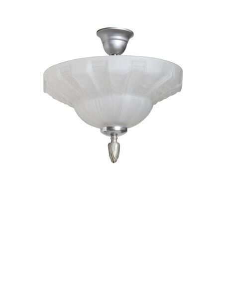 Vintage hanging lamp, glass bowl near ceiling