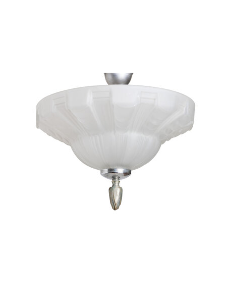 Vintage hanglamp,  glazen schaal dichtbij plafond