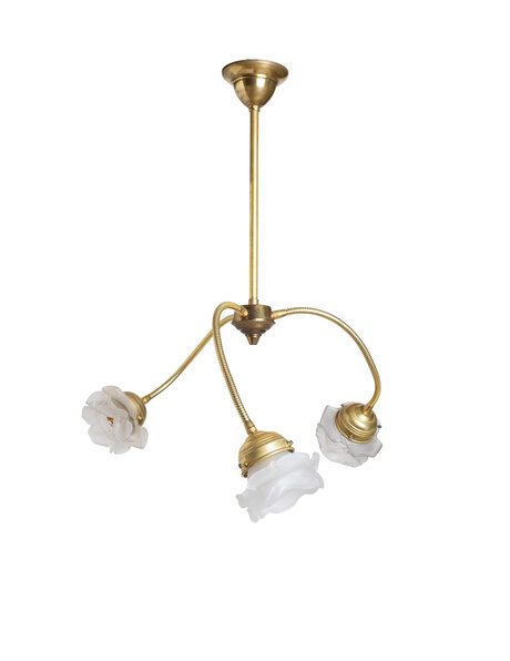 Roosjes hanglamp met koper armatuur