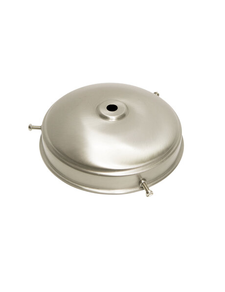 Glass holder: 13 cm / 5.1 inch, matt nickel in semi-round shape with 3 screws