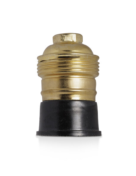 Vintage brass lamp holder, E27, brass and plastic