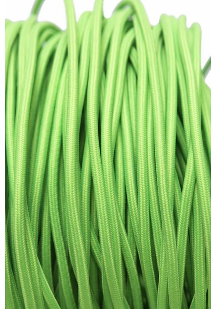 Lamp Wire, with Fabric Cover, Bright Green, Round Model