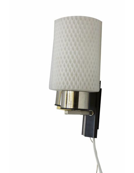 Effectief Overdreven Calamiteit Muurlamp, 2 witte cilinders aan chroom armatuur, ca. 1950 - Lamplord