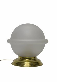 Table Lamp, Glass, Brass Base with Frosted Glass Sphere