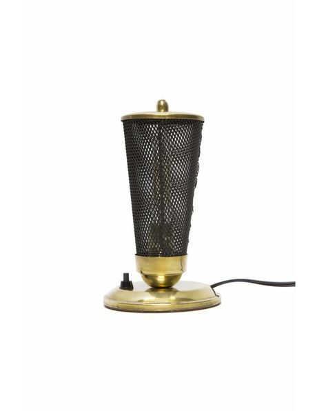 Vintage tafellamp, jaren 50, zwart met koper