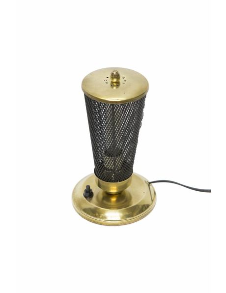 Vintage tafellamp, jaren 50, zwart met koper