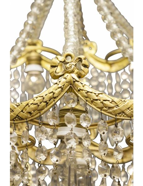 Chandelier, 3-tiered copper, covered with crystal glass, 1900s