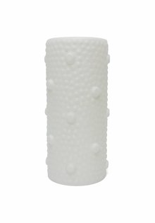 Glass Lampshade, White Cylinder with Studs