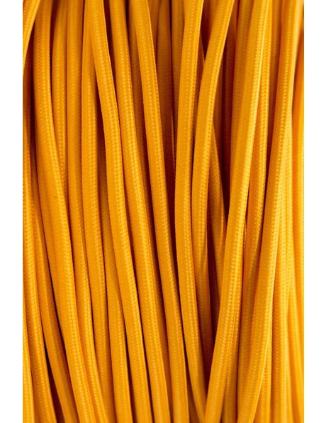 Orange electrical cord, with textile cover, round shape, 2 core