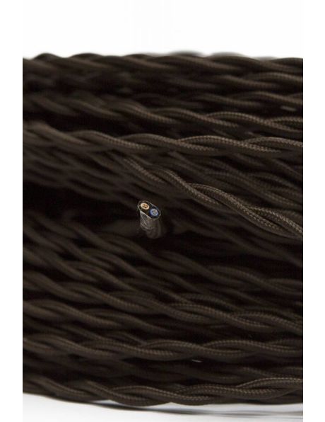 Lamp Electricity Cord, 2 Core, Braided, Brown Textile