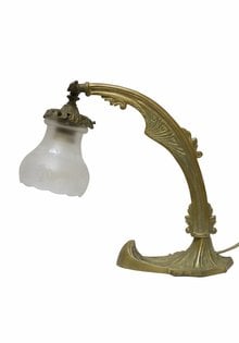 Antique Desk Lamp, Cut Glass Shade