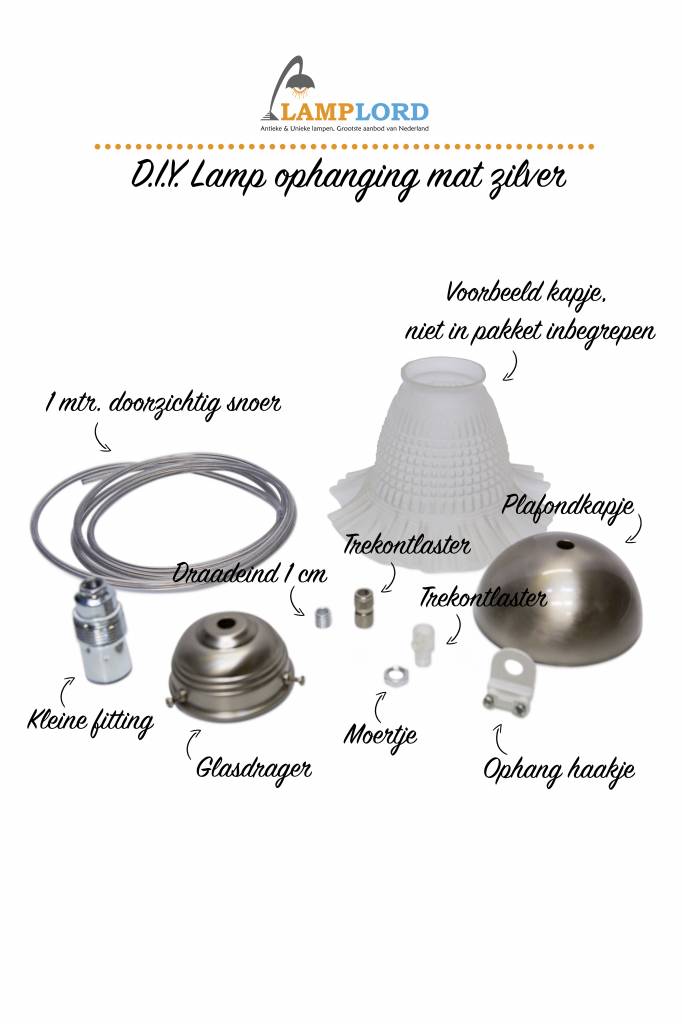 In de genade van Maaltijd Hoes Hanglamp maken, chroom kleurige set voor lampenkapje - Lamplord