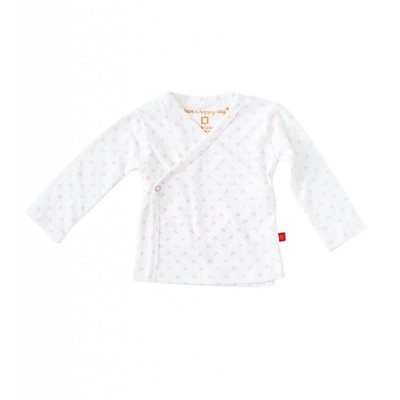 Little Label Wikkelshirt lange mouw – off white met roze ankertjes