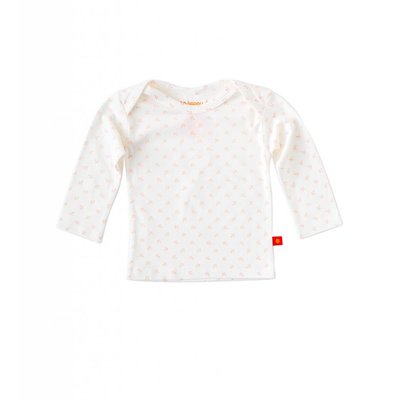 Little Label Shirt lange mouw – off white met roze ankertjes
