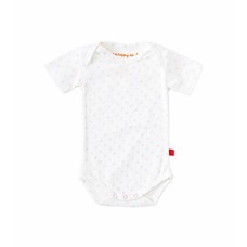 Little Label Romper korte mouw – off white met roze ankertjes