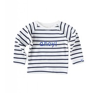 Little Label Sweater met print – off white met zwarte strepen