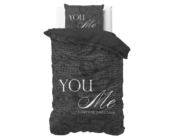 Sleeptime Love For You And Me Antraciet Dekbedovertrek sleeptime kopen in de aanbieding