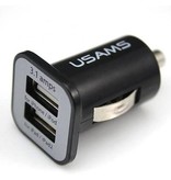 USAMS USAMS Dual Autolader/Carcharger Zwart/Wit