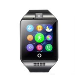 Stuff Certified® Originele Q18 Smartwatch Curved HD Smartphone Fitness Sport Activity Tracker Horloge OLED iOS Android iPhone Samsung Huawei Zwart