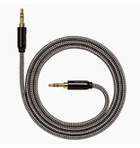 Stuff Certified® AUX Braided Nylon Audio Cable 1 Meter Extra Strong 3.5mm Jack Black