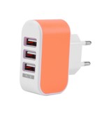 Stuff Certified® Tripla (3x) porta USB iPhone / Android 5V - Caricatore da muro 3.1A Caricabatteria da muro AC Home Orange