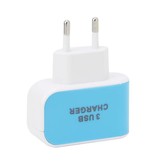 Stuff Certified® 2-Pack  Triple (3x) USB Port iPhone/Android Muur Oplader Wallcharger Blauw