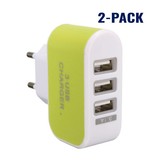 Stuff Certified® 2-Pack Triple (3x) USB Port iPhone / Android Wall Charger Wallcharger Green