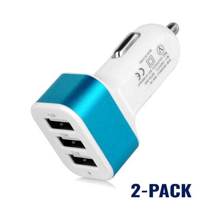 Stuff Certified® 2-Pack High Speed 3-Port Autolader/Carcharger Blauw