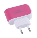Stuff Certified® 3-Pack  Triple (3x) USB Port iPhone/Android Muur Oplader Wallcharger AC Thuis Roze