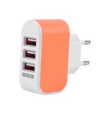Stuff Certified® Confezione da 3 triple (3x) porta USB Caricatore da muro per iPhone / Android Caricabatteria da muro AC Home Arancione