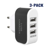 Stuff Certified® 3-Pack Triple (3x) USB Port iPhone / Android Wall Charger Wallcharger Black